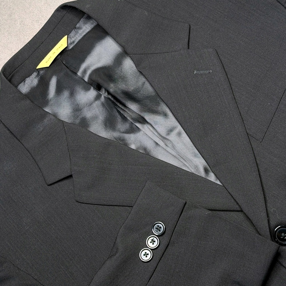 Donna Karan Signature Suit Blazer Mens 42R Black Long Pure Wool 3 Button Italy